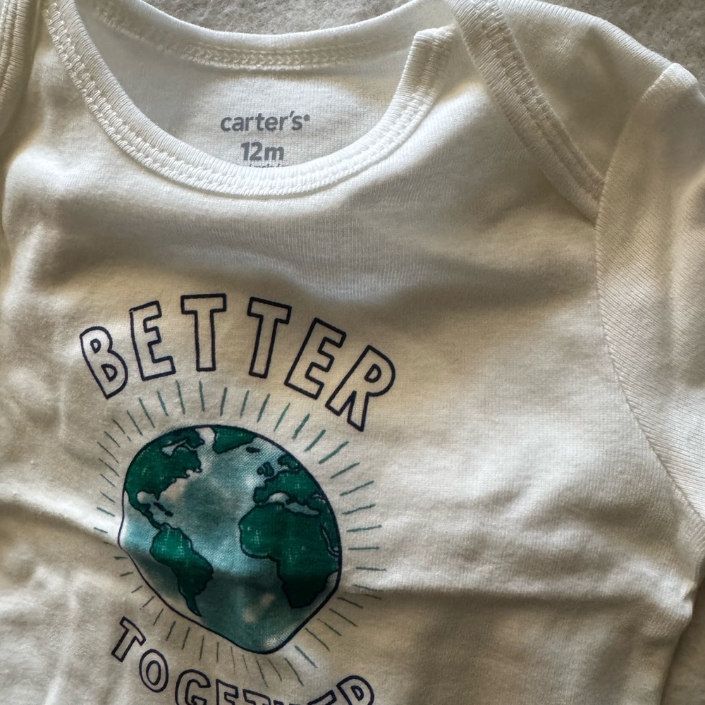 Carter's White and Green Infant Onesie